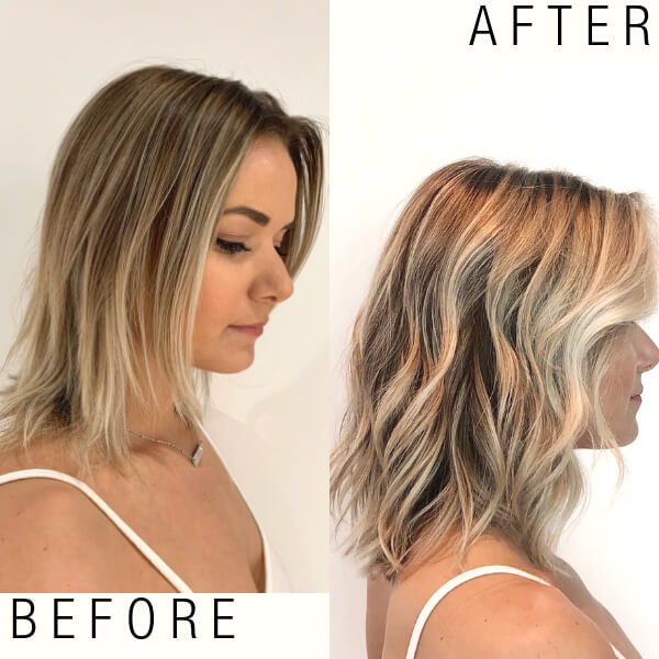 Zoe Carpenter Blonde model before and after highlights