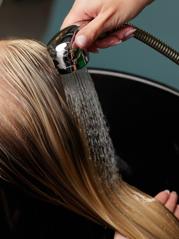 hair being rinsed